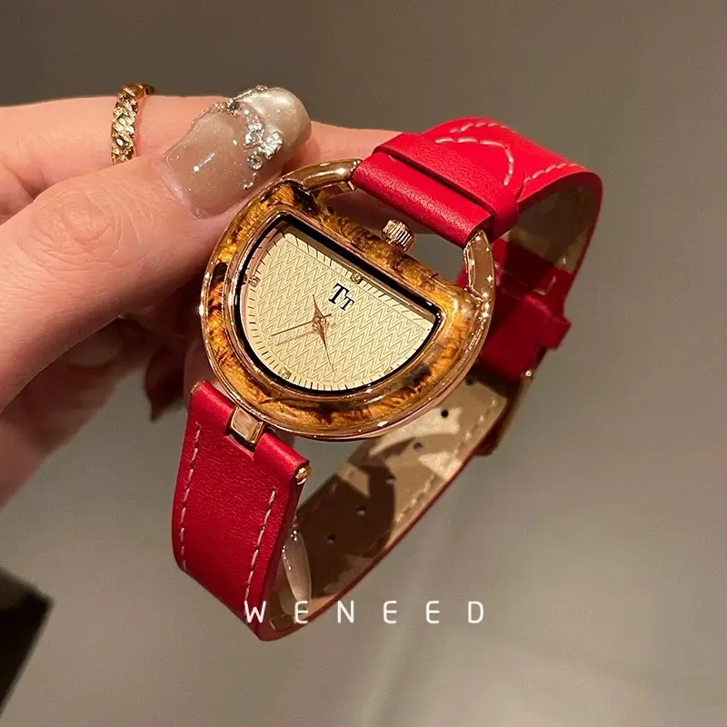 Womens Watch With A Genuine Leather Strap