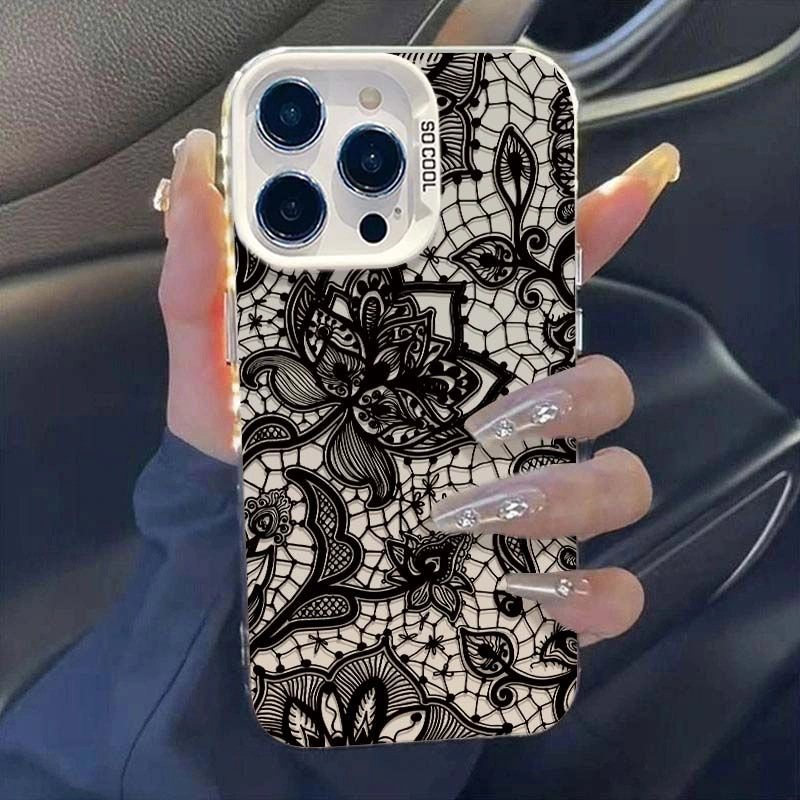 Premium Patterned Frosted Silver Phone Case