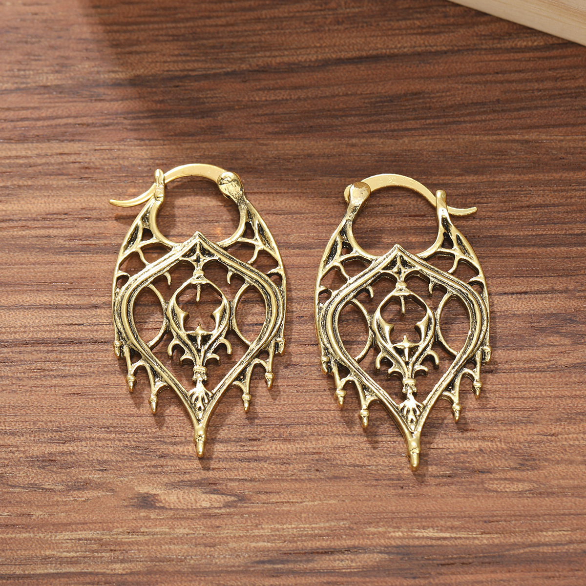 Womens Retro Irregular Hollow-Out Design Earrings