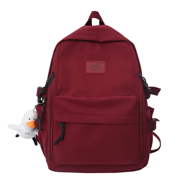 School Season New Fashion Backpack Fresh Middle School Students Korean Casual Solid Color Backpack Red - Shop at LoveMi