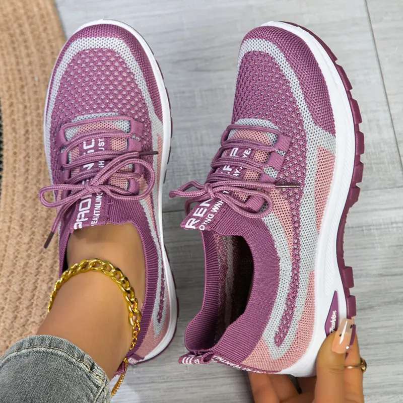 Women's Sporty Flyknit Mesh Shoes Low-cut Lightweight