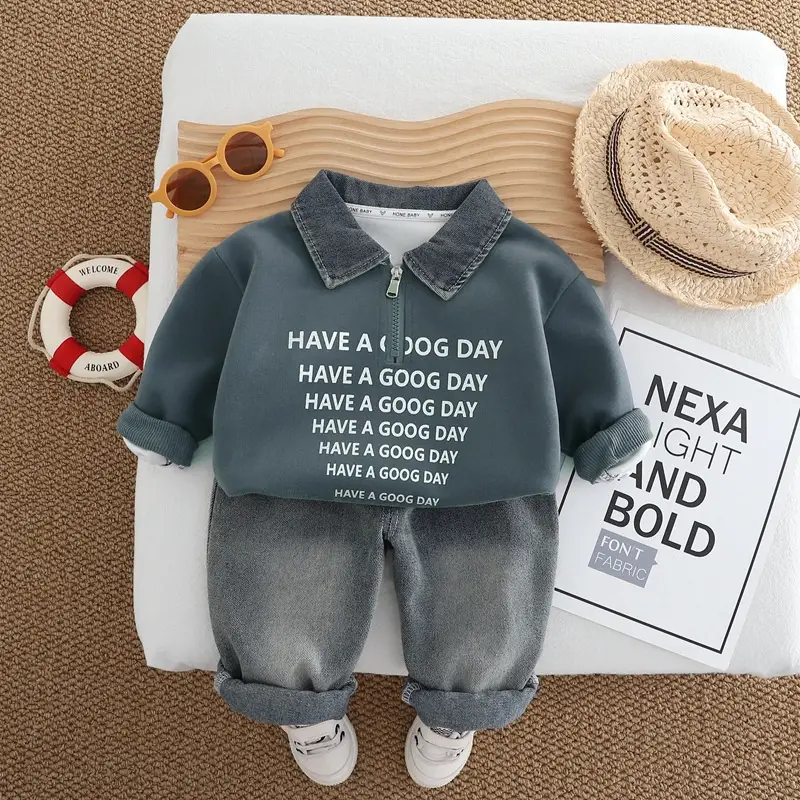 Boys Casual Long-sleeve Top And Pants Two-piece Set