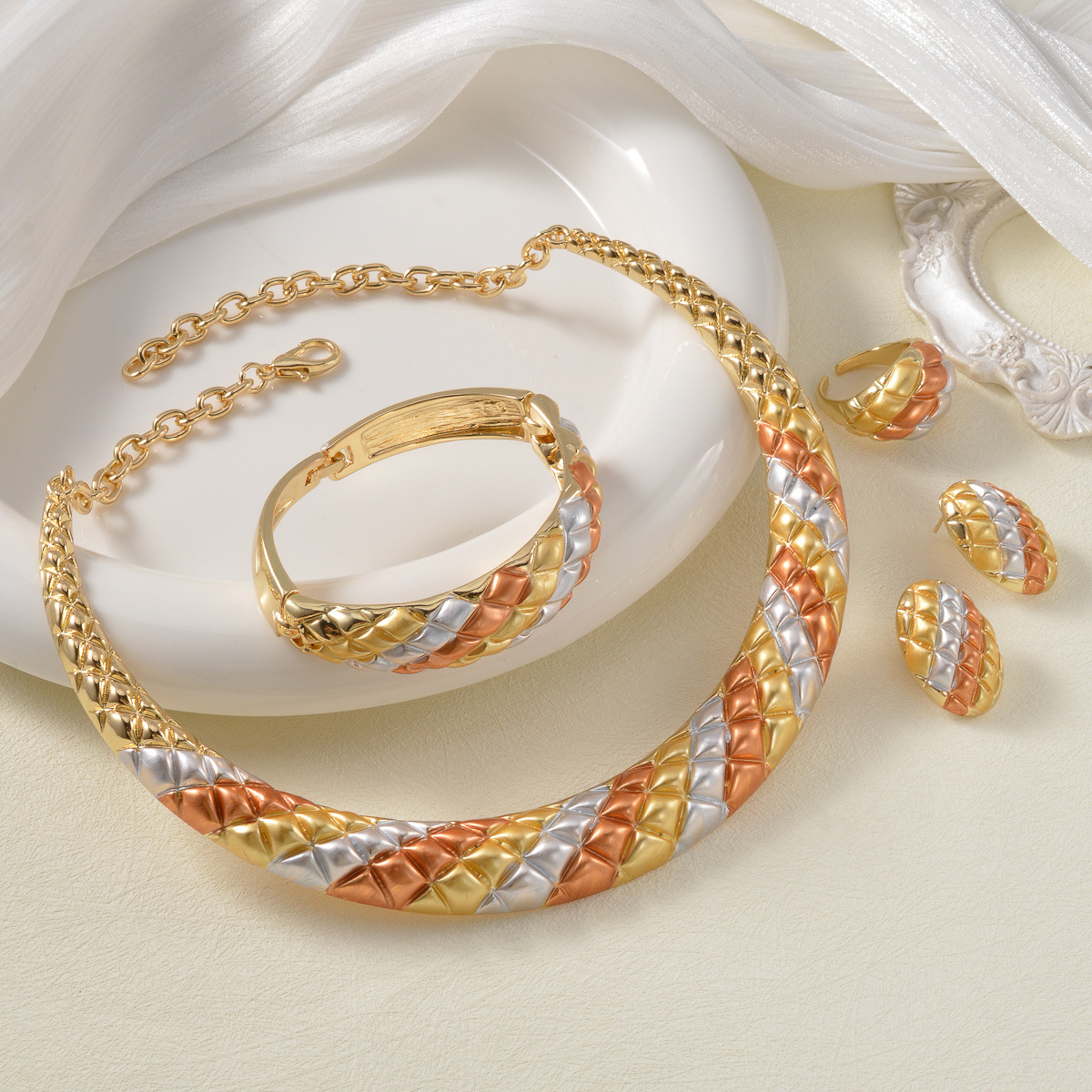 Necklace Earrings Bracelet And Ring Jewelry Set