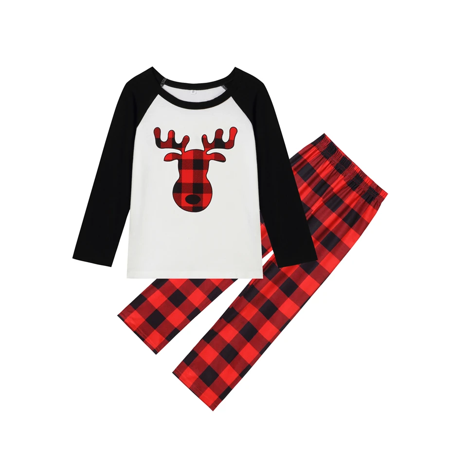 Title 10, Cartoon Elk Print Home Clothes Pajamas Parent-c...