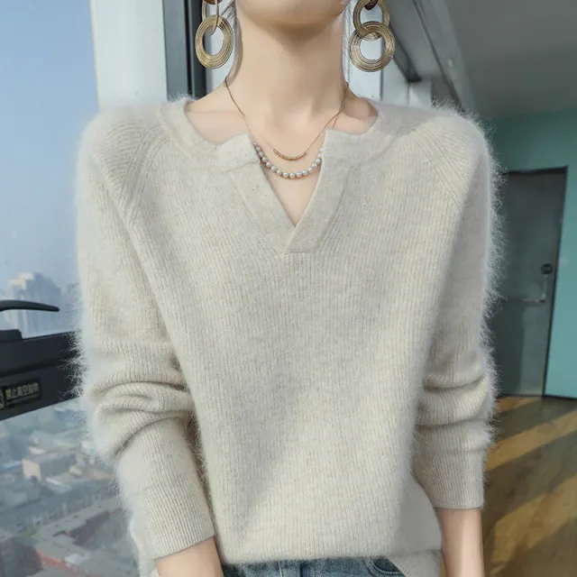 Thickened Cashmere Base Warm Sweater Knit Camel Color - Shop at LoveMi