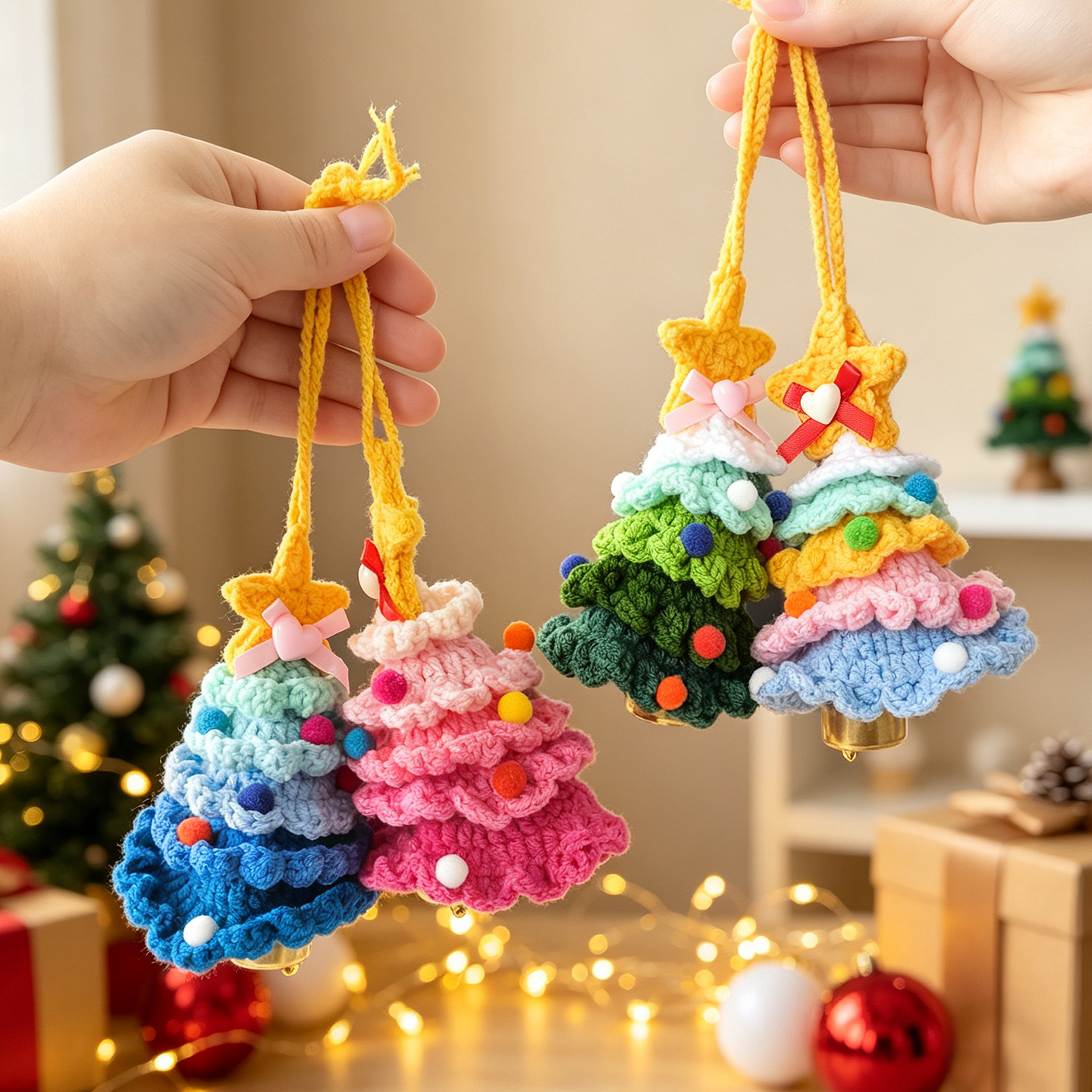 New Knitted Christmas Tree Bellsready-to-use Christmas Decorations