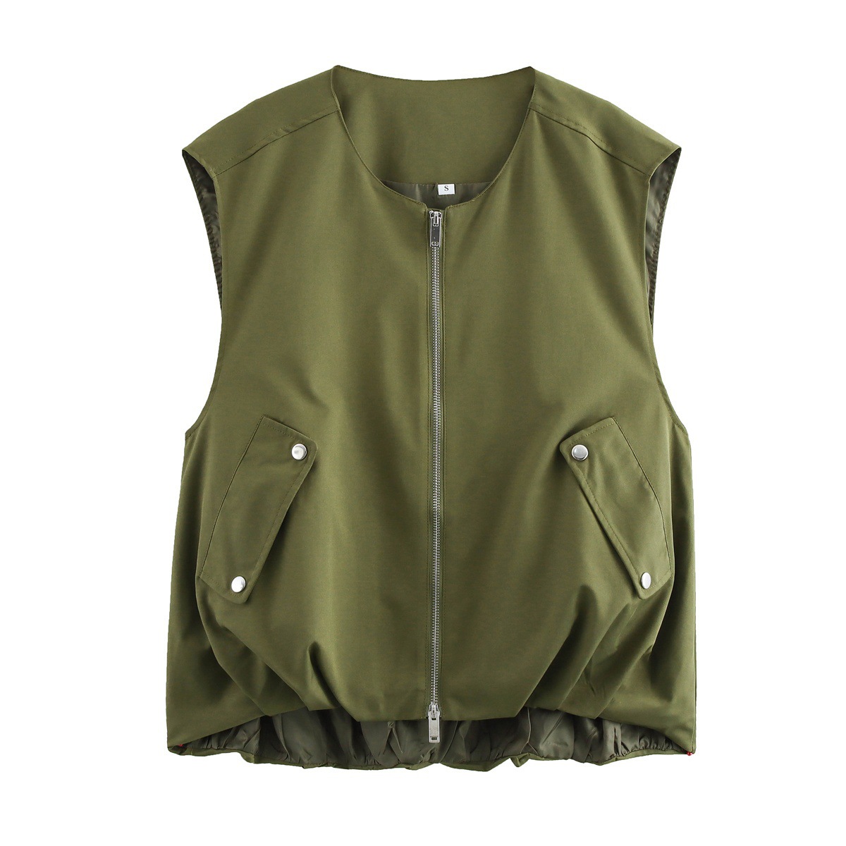 Summer New Arrival Fashionable Casual Cropped Pleated Sleeveless Crew-neck Vest