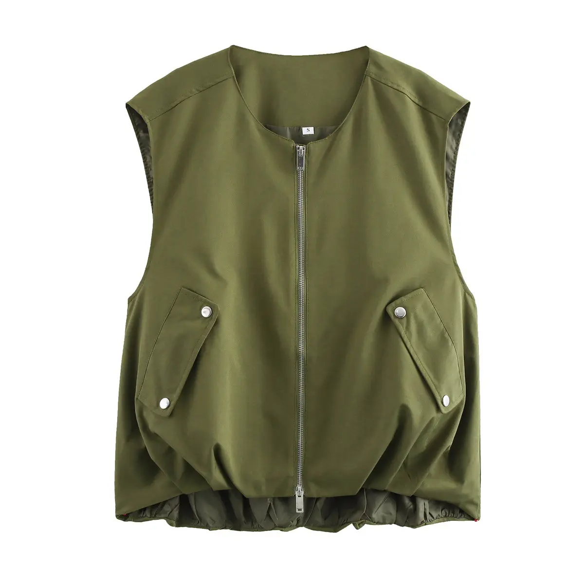 Summer Fashionable Casual Cropped Pleated Sleeveless Crew-neck