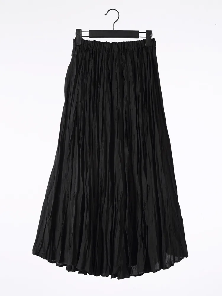 Solid Color Embroidered Long-sleeved Top Handmade Pleated Two-piece Overskirt Suit - Black Skirt