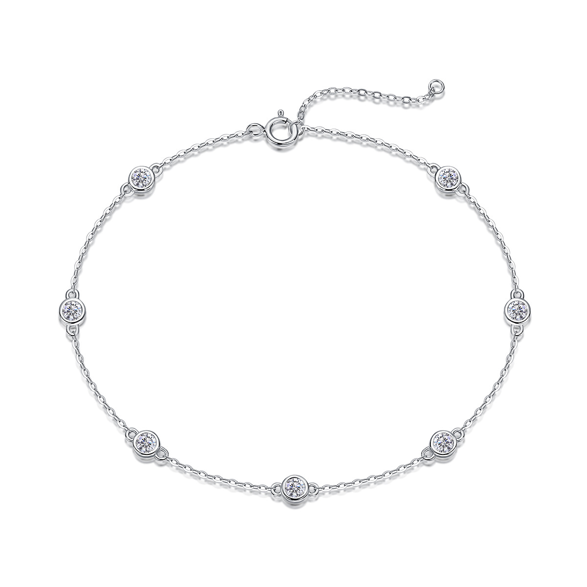 Stylish S925 Silver Five-Flower Light-Luxury Moissanite Bracelet