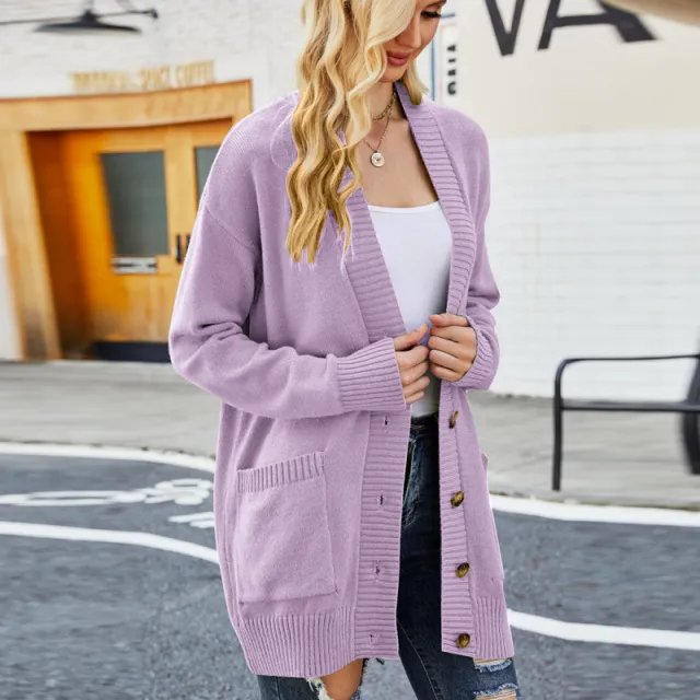 Women's Fashion All matching Loose Knitted Cardigan Purple - Shop at LoveMi