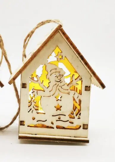 Christmas Wooden Craftwork Christmas Small House Decorations – image 7