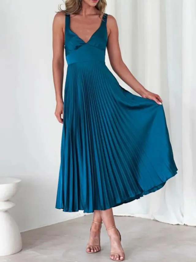 Strap Folding Elegant Sexy Party Dress Blue - Shop at LoveMi