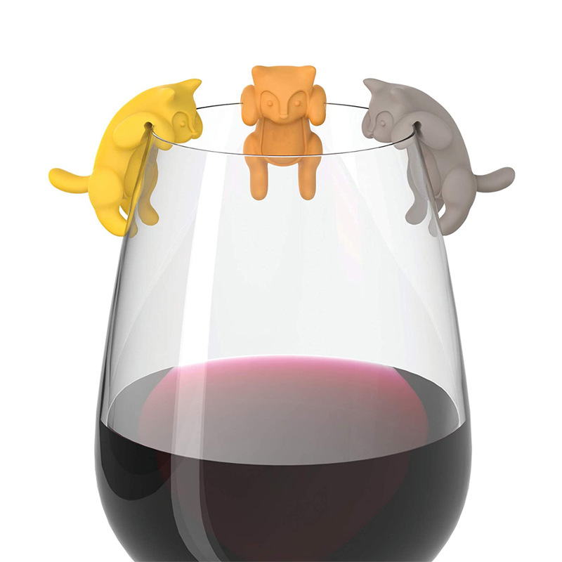 Title 1, Creative 3D Kitten Shape Wine Glass Mark