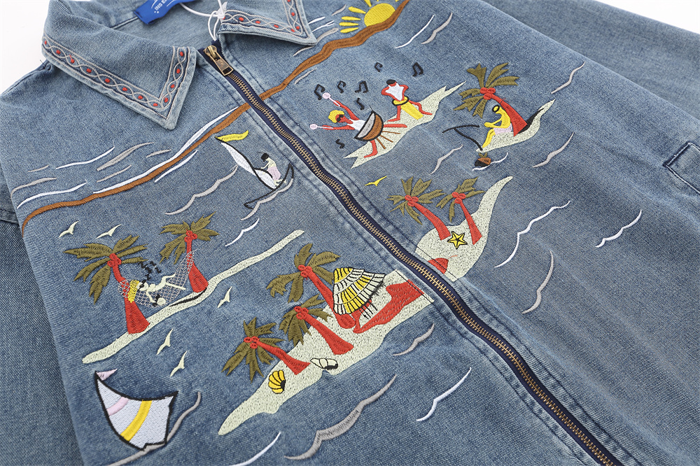 Punk Retro Cartoon Embroidered Denim Jacket