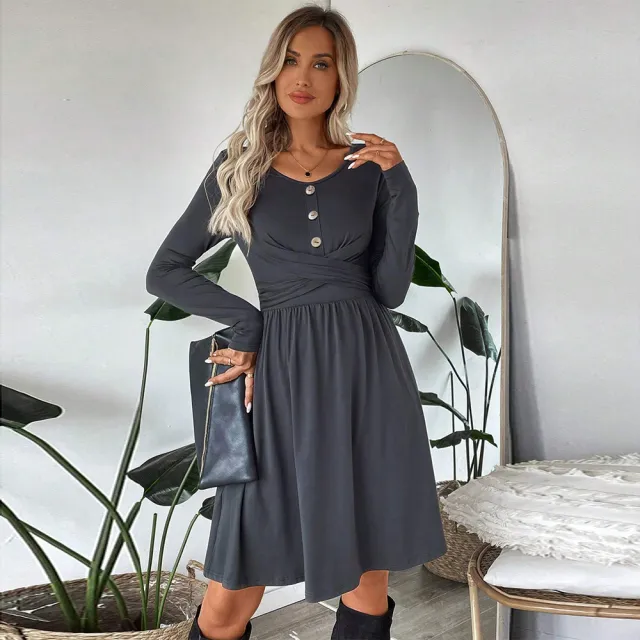 Women's Dress Simple Fashion High Waist Midi Skirt Gray - Shop at LoveMi