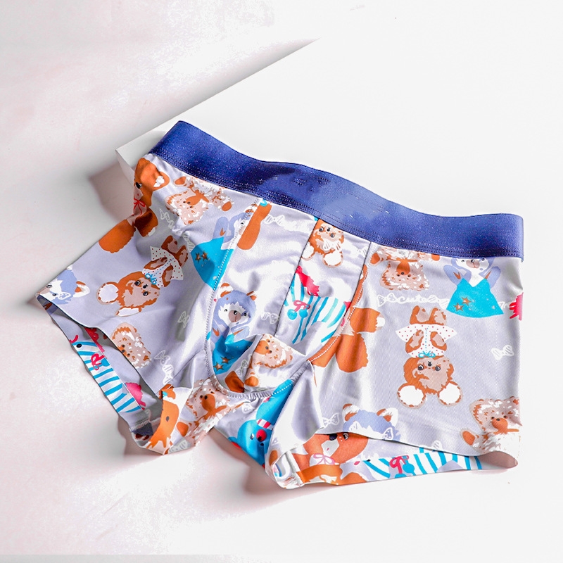 Summer Mid-waist Cartoon Printed Breathable Cute Panties Men's Boxer Briefs
