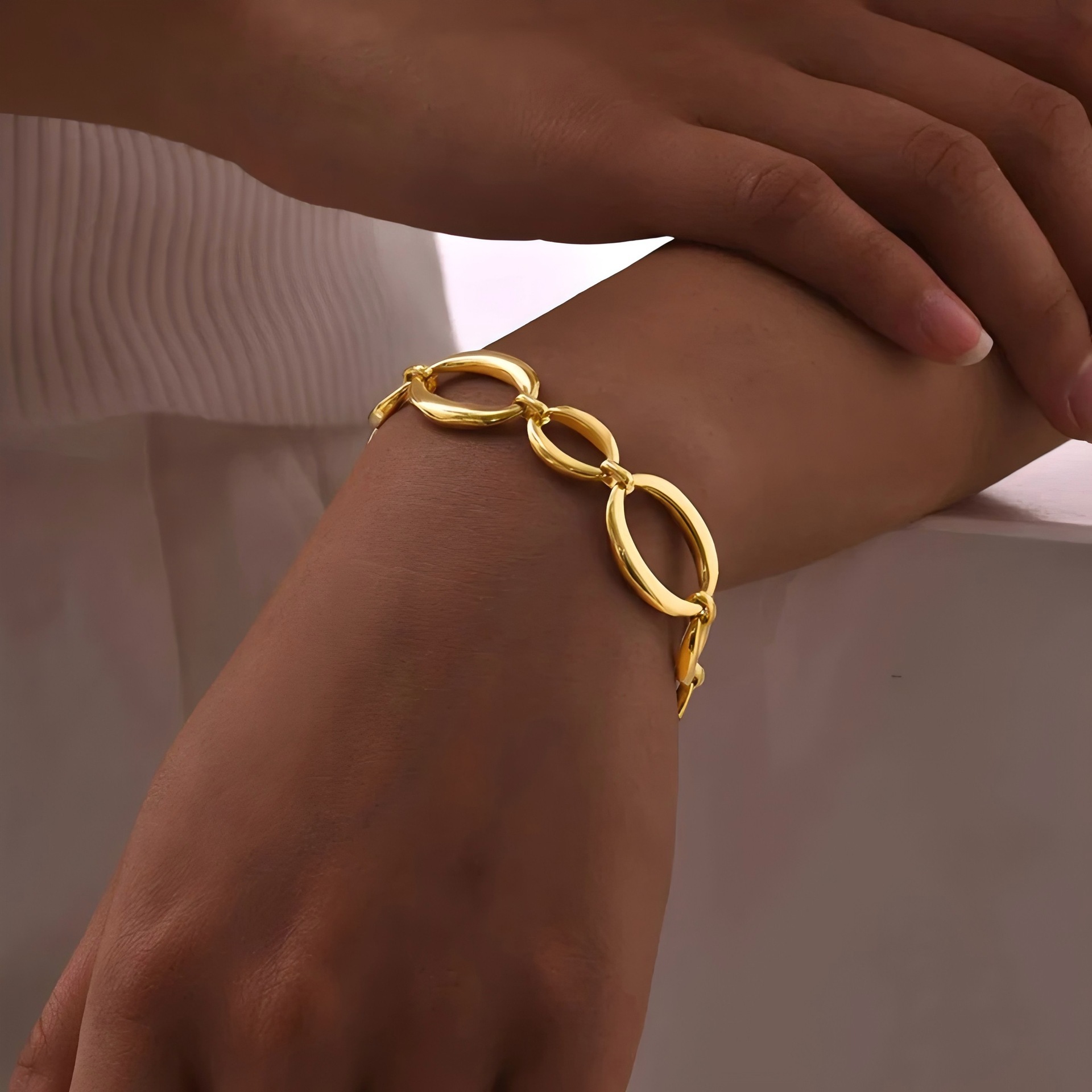 Simple Metal Large And Small Hoop Stainless Steel Bracelet Jewelry