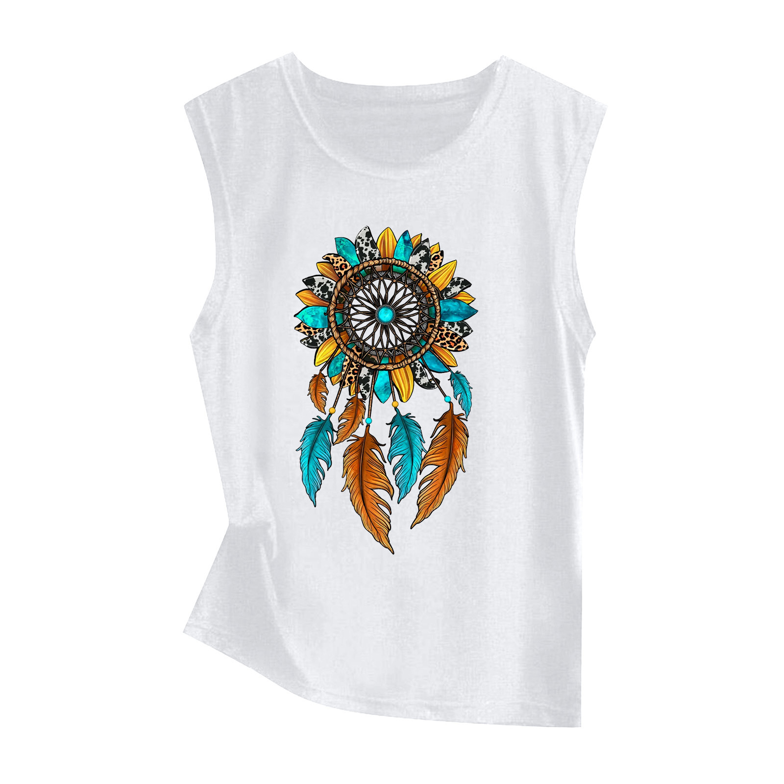 Sunflower Print Sleeveless Women's Vest Butterfly Top 45930 L - Shop at LoveMi