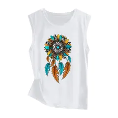 Sunflower Print Sleeveless Women's Vest Butterfly Top - 45930 - View 1