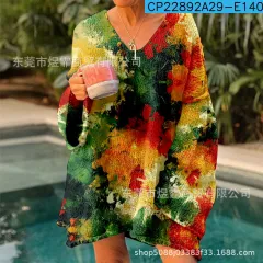 Printed Comfort And Casual V-neck Long Sleeve Sweaters Women's Clothing - Style 2-3Xl - View 1