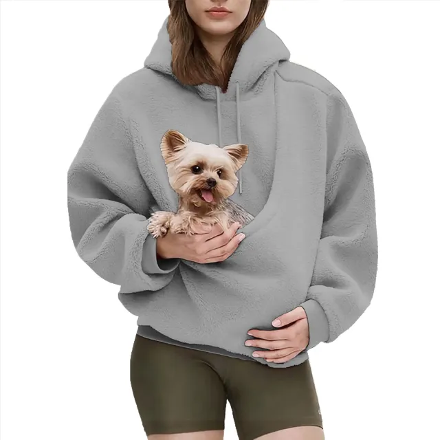 New Women's Loose Plaid Pullover Fleece Sweatshirt Light Gray - Shop at LoveMi