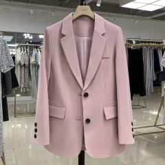 Women's Casual Loose Design Stylish Commuting Coat - Pink - View 1