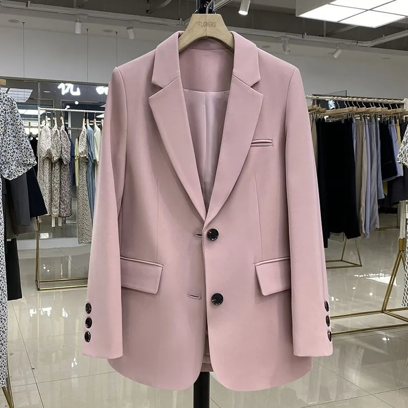 Women's Casual Loose Design Stylish Commuting Coat - Pink