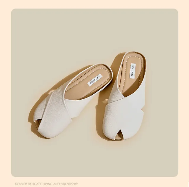 Soft Bottom Closed Toe Low top Half Slippers For Women Beige - Shop at LoveMi