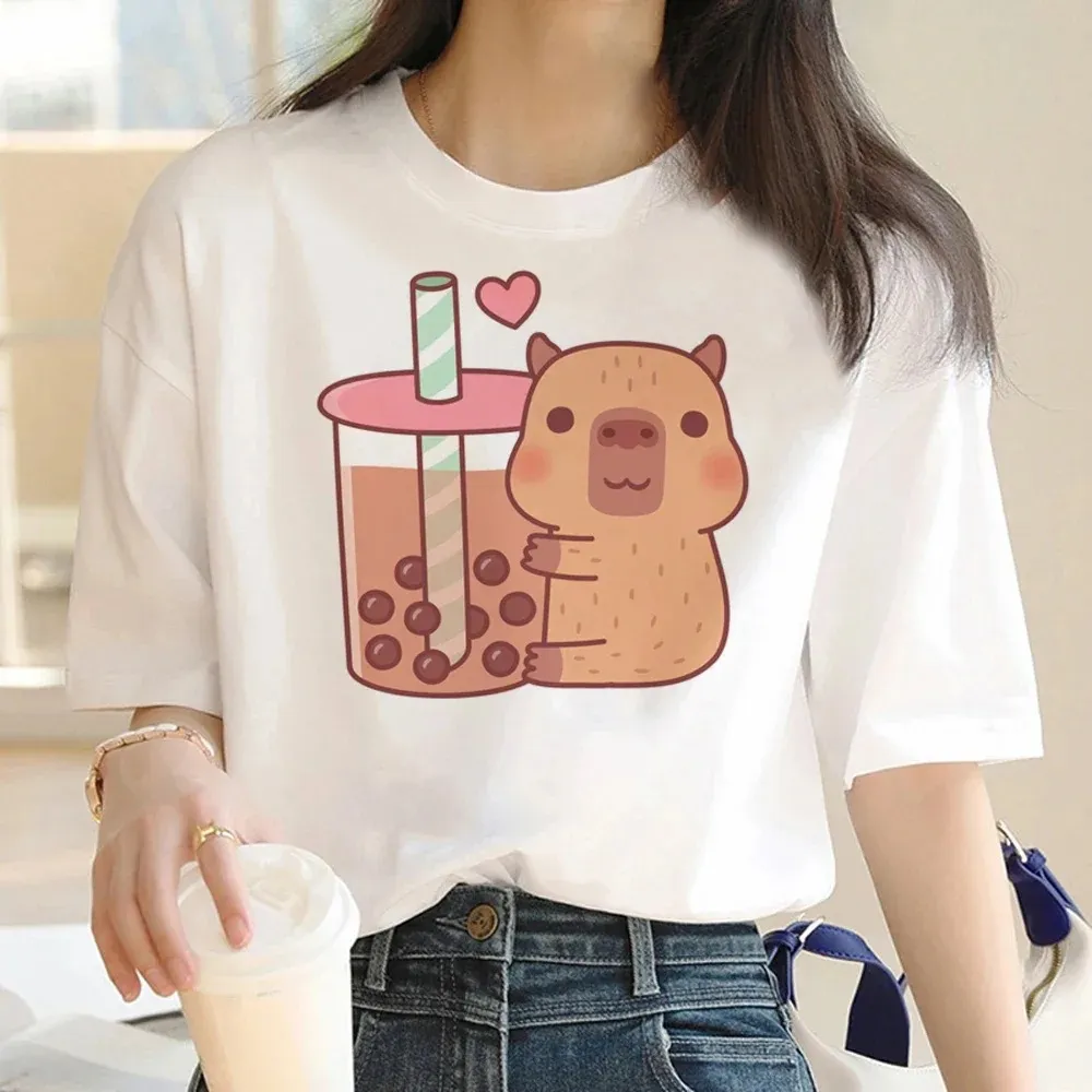 Cute Capybara Clothing Women Vintage Cartoon T-Shirt - H51597