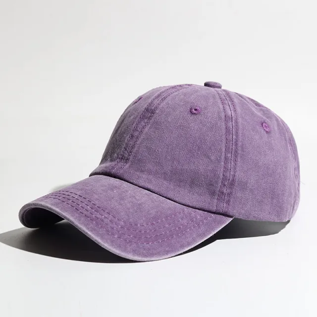 Washed Cotton Curved Brim Outdoor Sports Ladies Summer Sun Hat Purple - Shop at LoveMi
