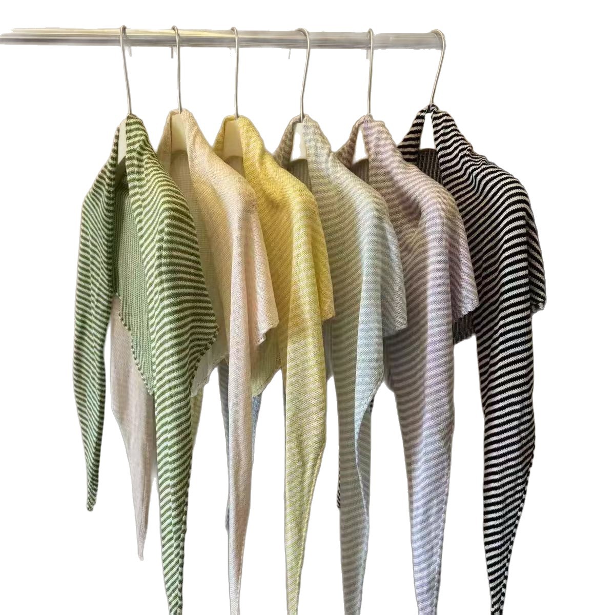 Striped Knitted Triangle Scarf Womens Outerwear Capelet