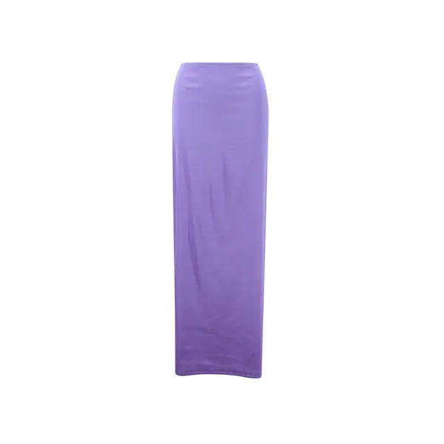 European And American Socialite Autumn High grade Solid Color Slim Fit Long Dress Irregular Drape Purple - Shop at LoveMi