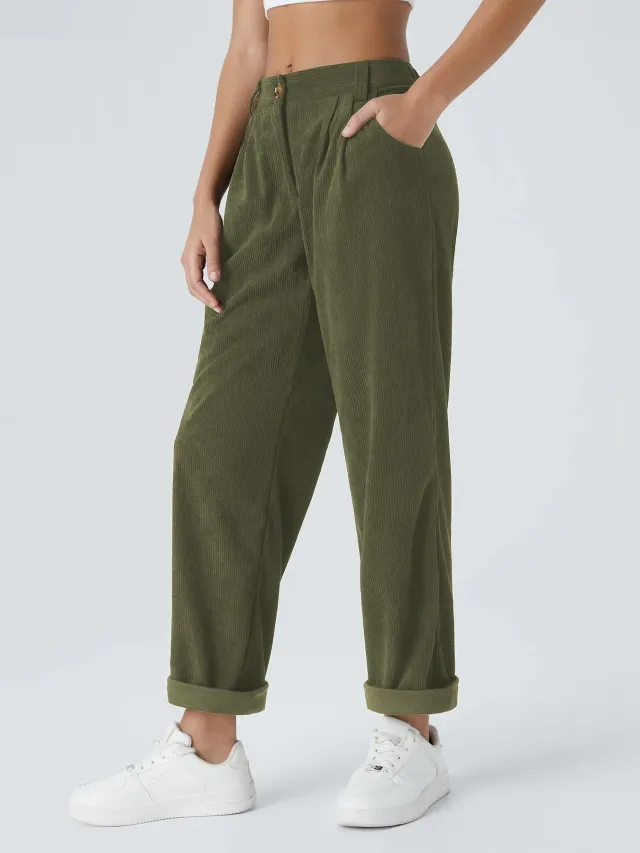 Casual Suit Wide leg Pants With Velvet Army Green - Shop at LoveMi