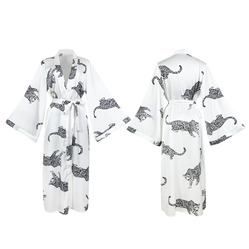 Womens Long Satin Bathrobe Pajamas