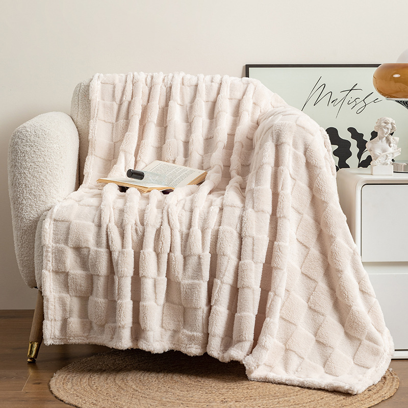 Super Soft Thick Sofa Cover Blanket Checkered Small Blanket Taffeta Velvet Shu Mian Rong Jacquard Nap Waffle Blanket