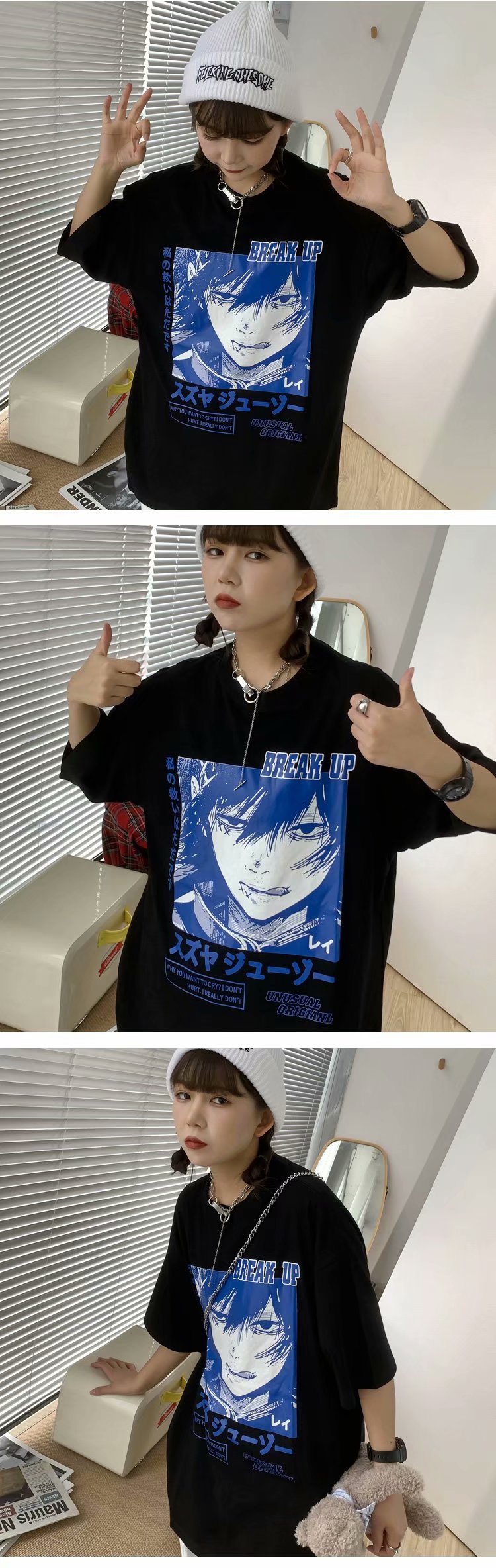 Title 1, Two-dimensional short-sleeved anime printed sal...