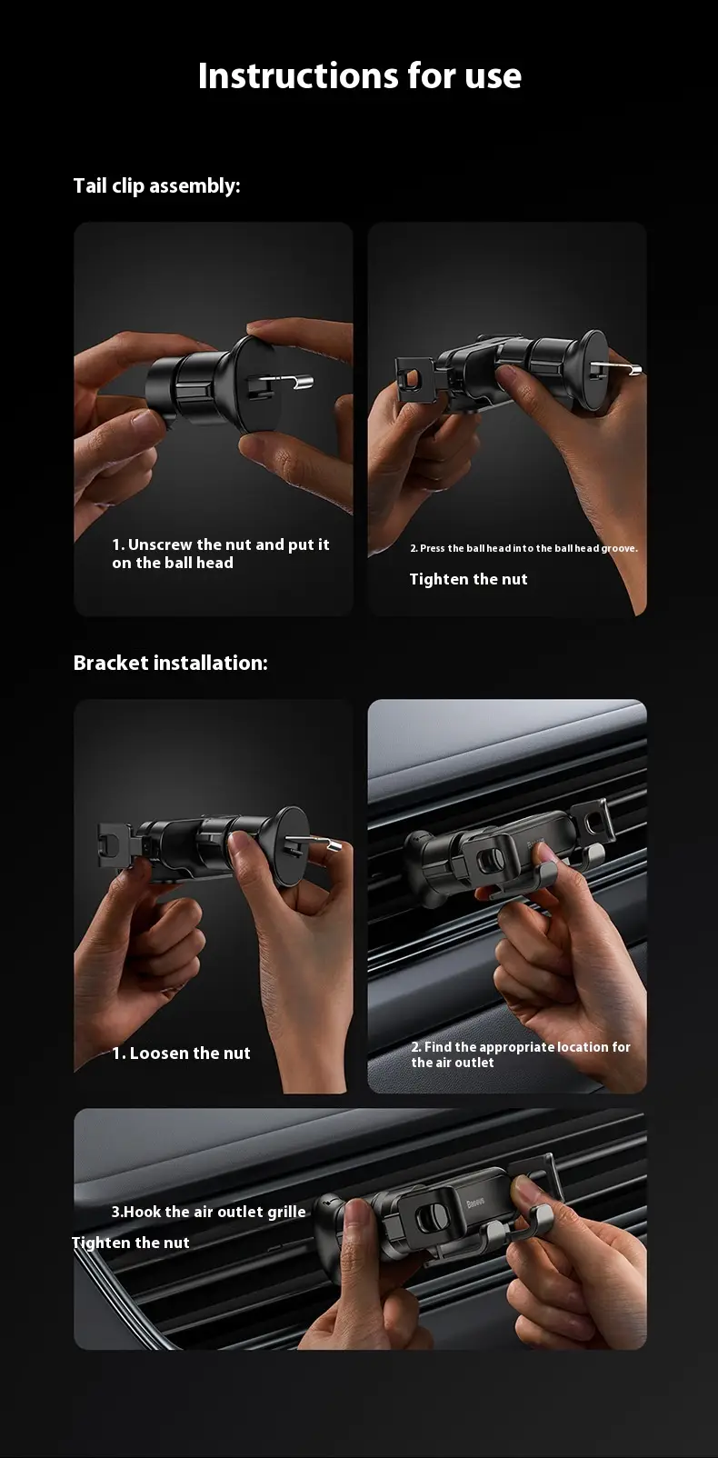 Vehicle-mounted Mobile Phone Bracket Air Outlet Gravity Sensing
