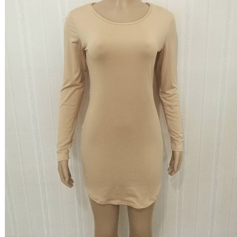 Fall Women's Clothing Solid Color Long Sleeve Dress Plus Size Women's Clothing