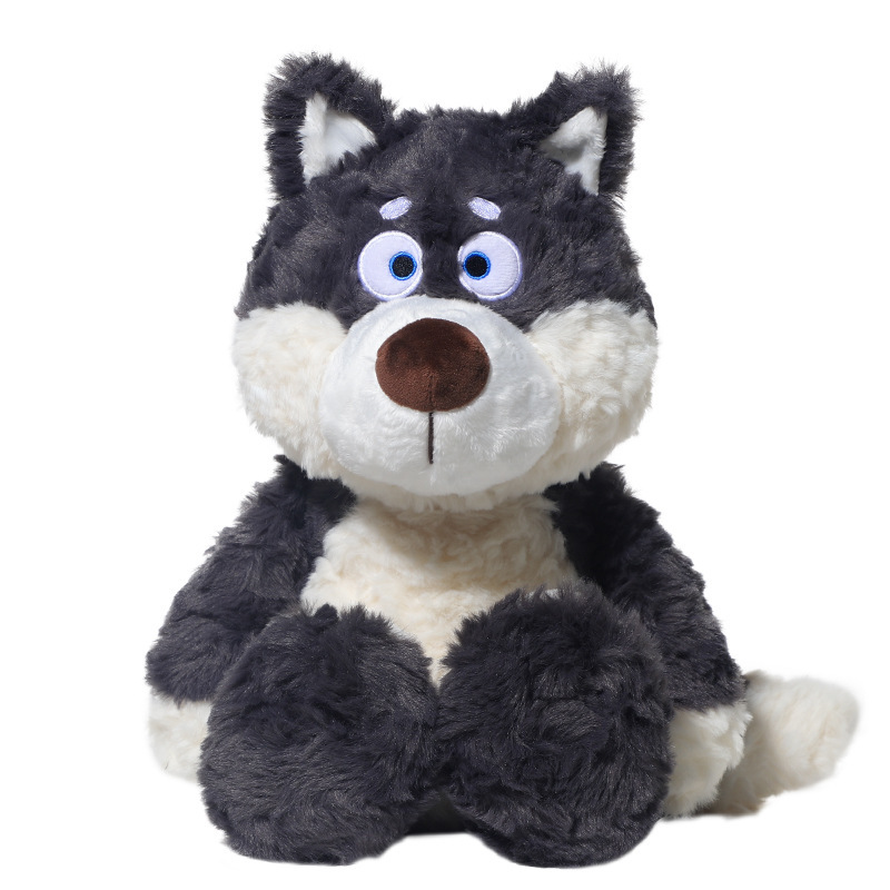Gray Wolf Plush Toy Adorably Goofy Little Wolf, Super Cute