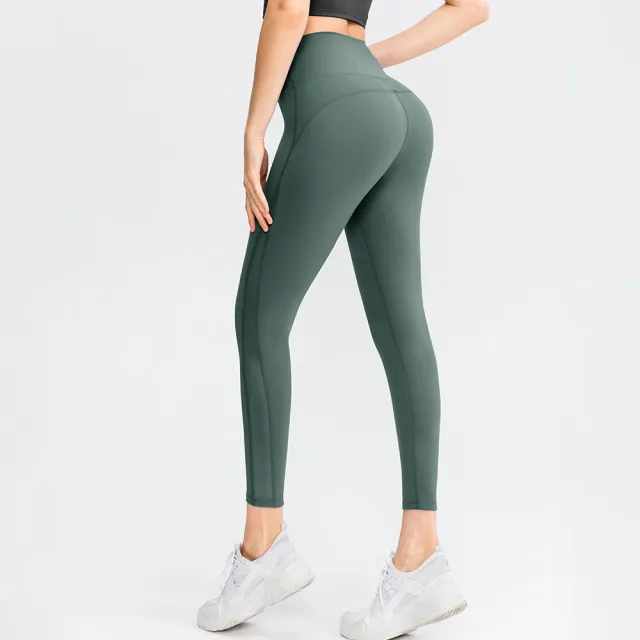 Yoga Pants Female Brocade Double sided Nude Feel No Embarrassment Line Gray Green - Shop at LoveMi