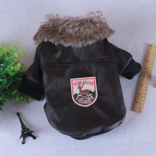 Pet Clothes Plush Leather Coat Black - Shop at LoveMi