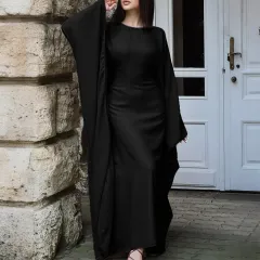 Temperament Pure Colour Long Sleeve Dress Women - Black - View 1