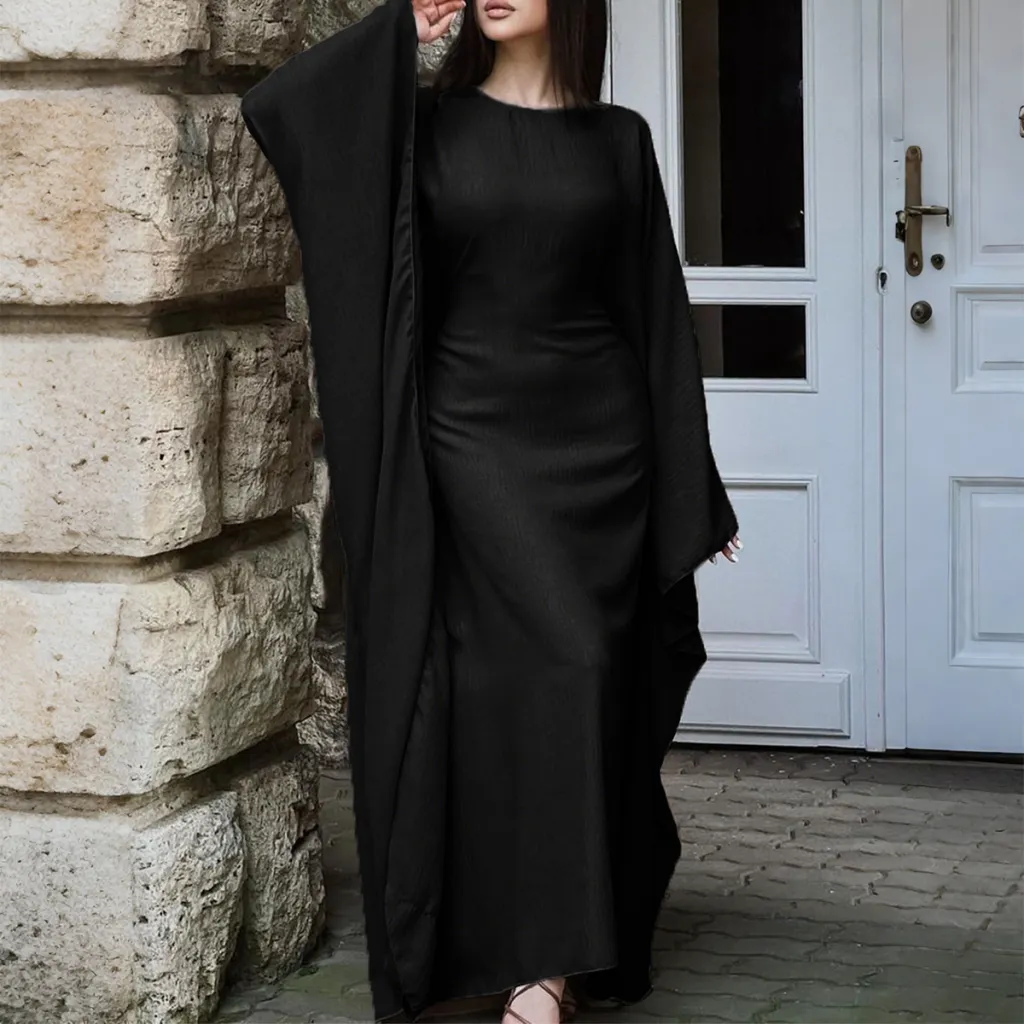 Temperament Pure Color Long Sleeve Dress Women - Black