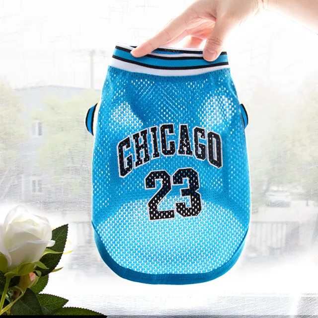 Pet Clothes Basketball Vest Large Mesh Summer Dog Clothes Basketball Wear No 23 Blue - Shop at LoveMi