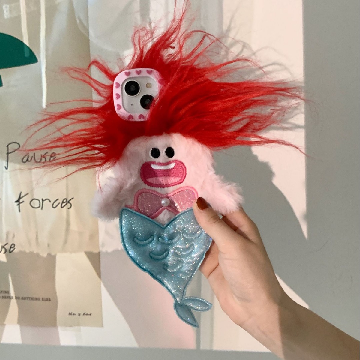 Plush Funny Puffed-Up Mermaid Drop-Proof Phone Case