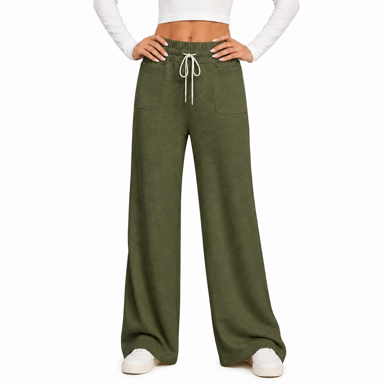 Wide-leg Pants Womens Loose Straight-leg Casual Trousers