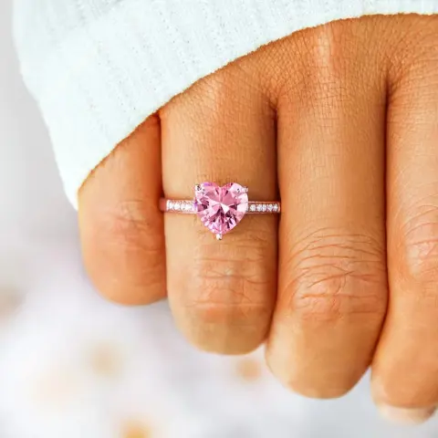S925 Loving Heart in Sterling Silver Ring Female Peach