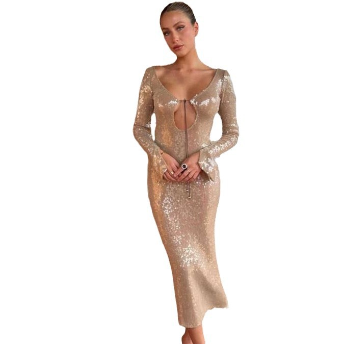 Sequin A-Line Midi Dress