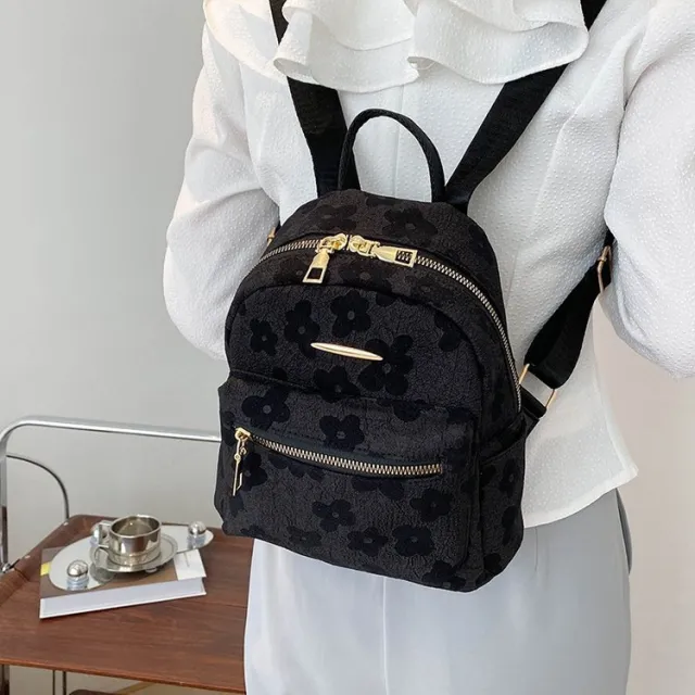 Women's Summer Flowers Backpack Bags Black - Shop at LoveMi